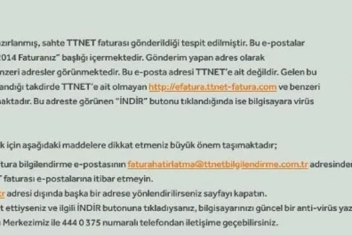 Ttnet’ten Virüs Uyarısı