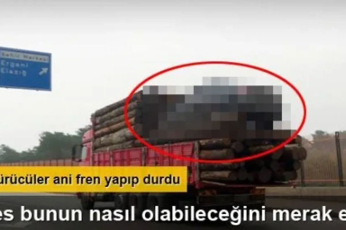 Kamyonun üstündeki otomobil hayrete düşürdü