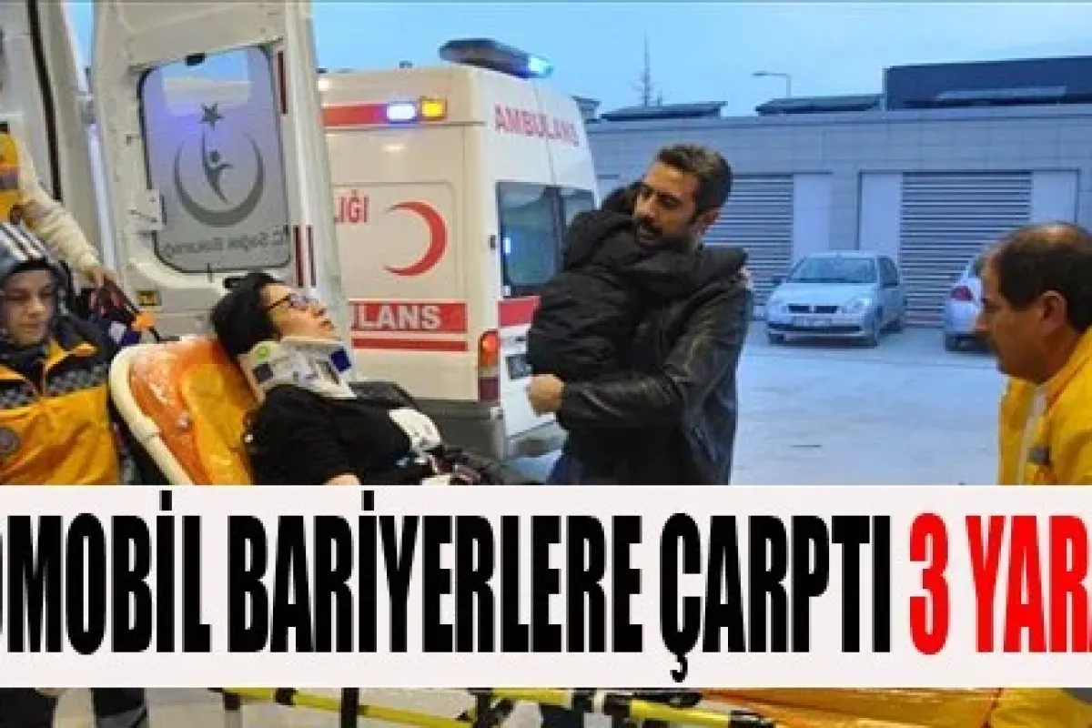 İnegöl'de otomobil bariyerlere çarptı: 3 yaralı