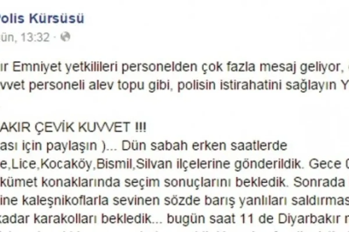 Diyarbakır polisi sosyal medyada için döktü