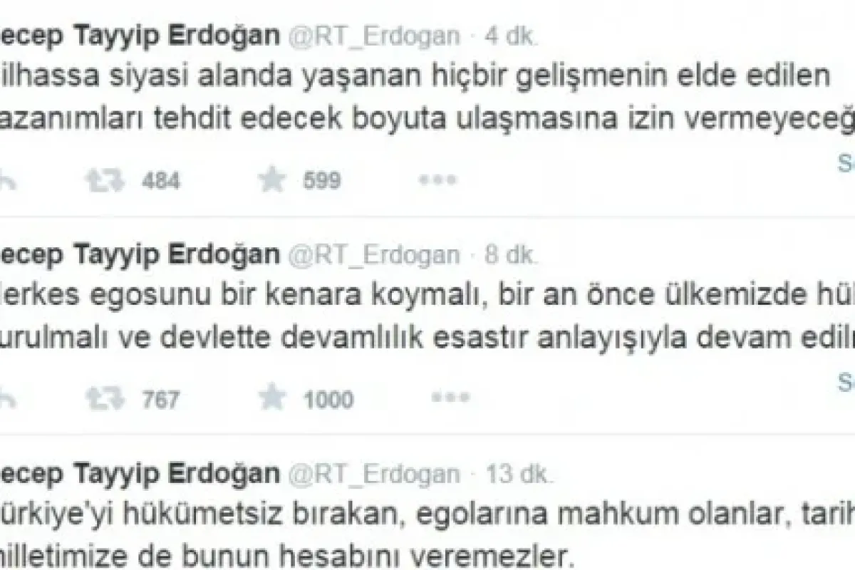 Erdoğan Twitter’dan bir kez daha vurguladı