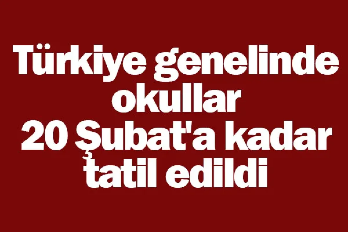 Türkiye genelinde okullar 20 Şubat'a kadar tatil edildi