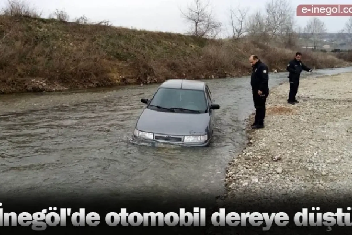 İnegöl'de otomobil dereye düştü