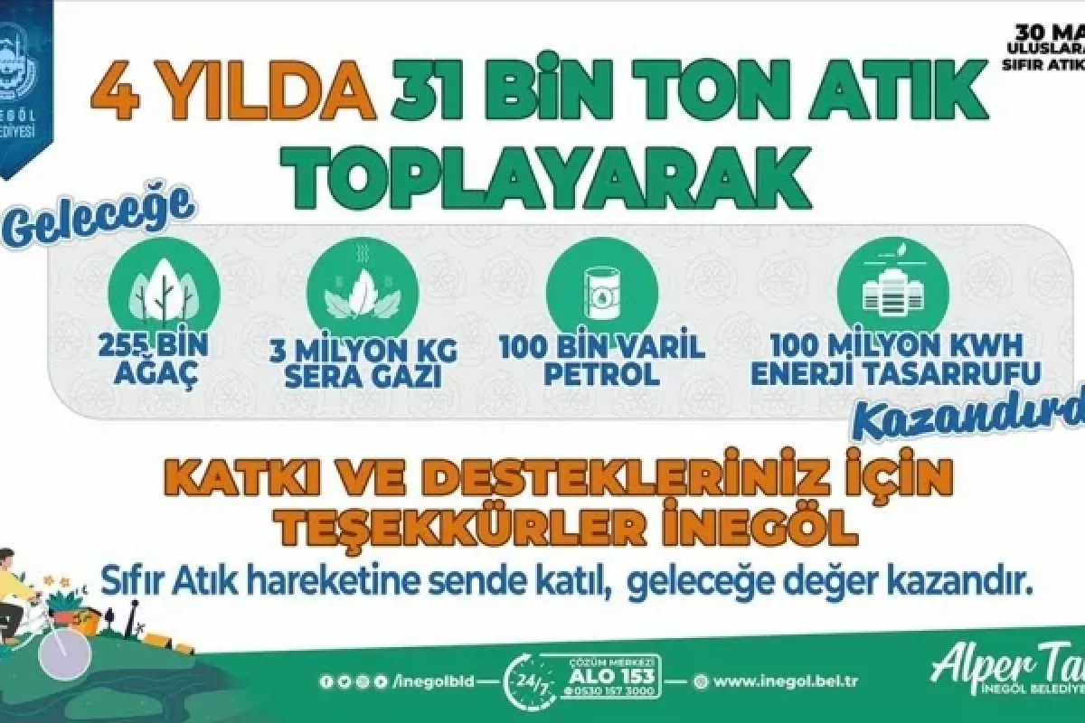 İnegöl'de 4 yılda 31 bin ton atıkla gelecek kurtuldu