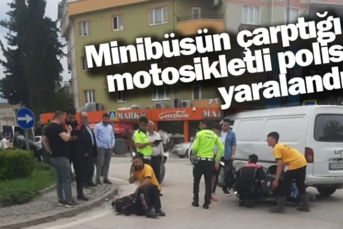 Minibüsün çarptığı motosikletli polis yaralandı