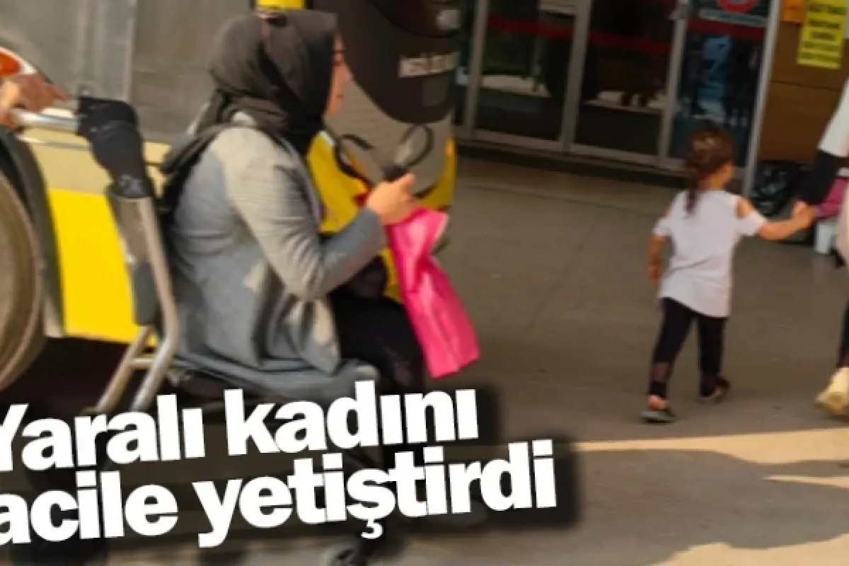 Yaralı kadını acile yetiştirdi