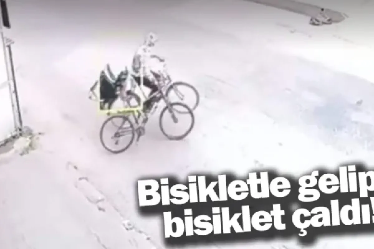 Bisikletle gelip bisiklet çaldı!