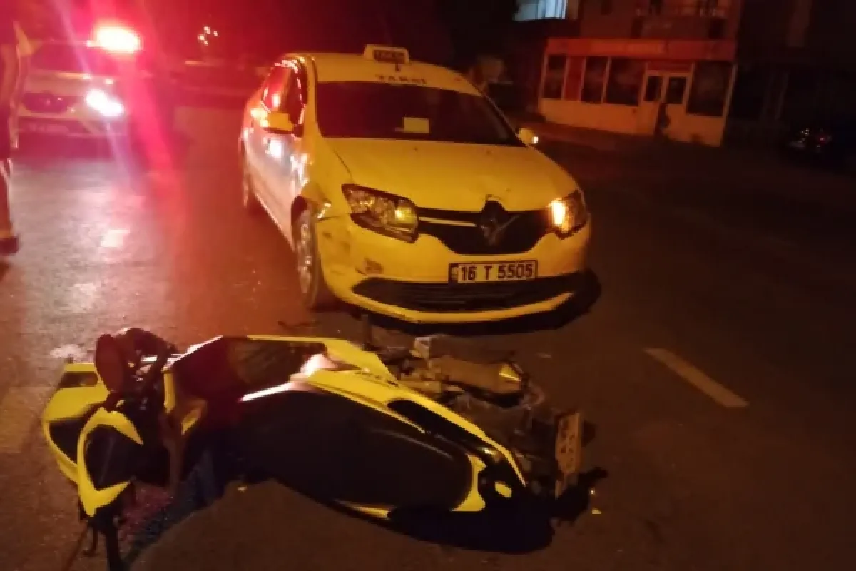 İnegöl'de korkutan kaza! Motosiklet sürücüsü hastanelik oldu
