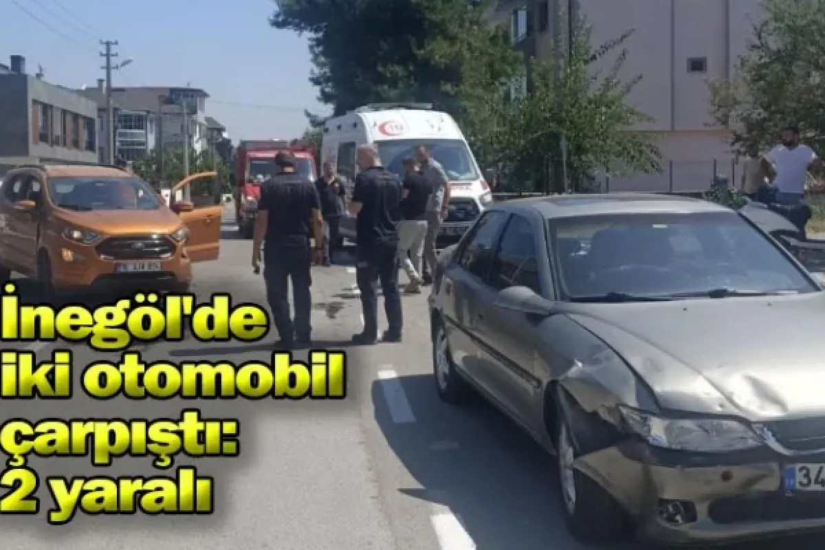 İnegöl'de iki otomobil çarpıştı: 2 yaralı