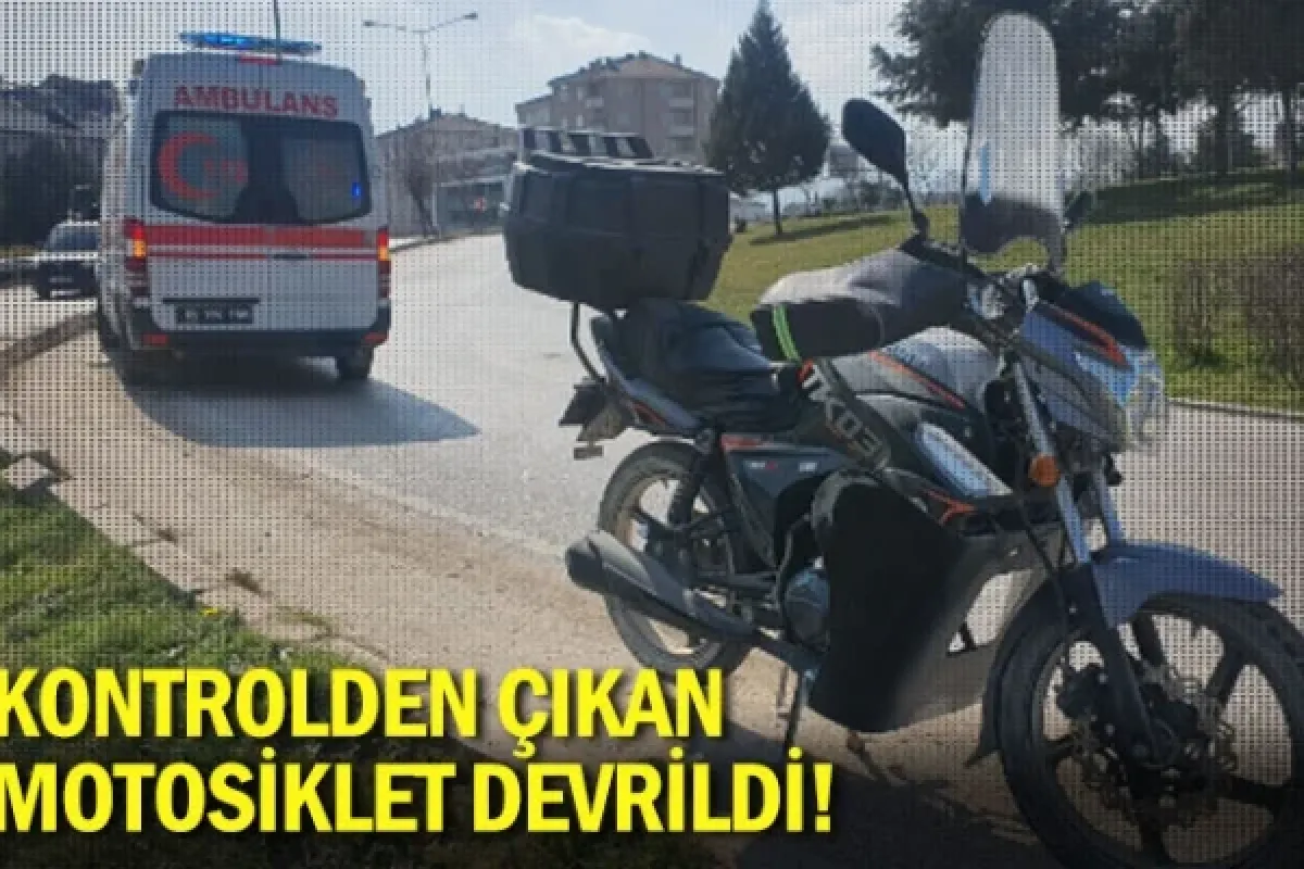 Kontrolden çıkan motosiklet devrildi!