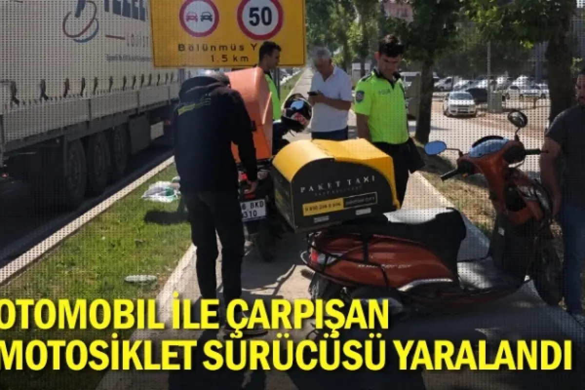 Otomobil ile çarpışan motosiklet sürücüsü yaralandı