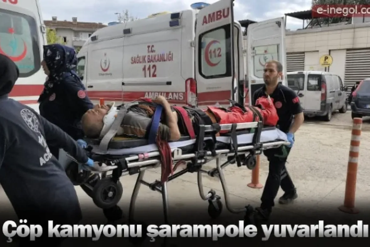 Çöp kamyonu şarampole yuvarlandı