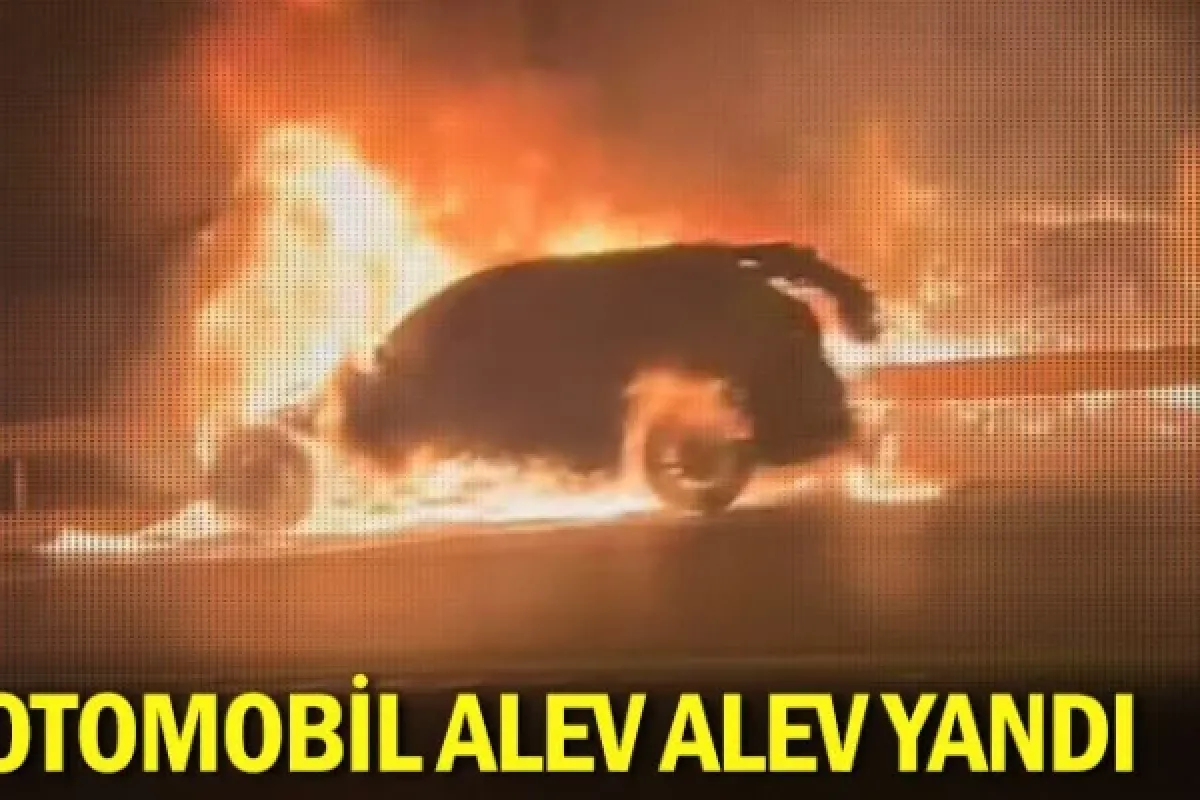 Otomobil alev alev yandı