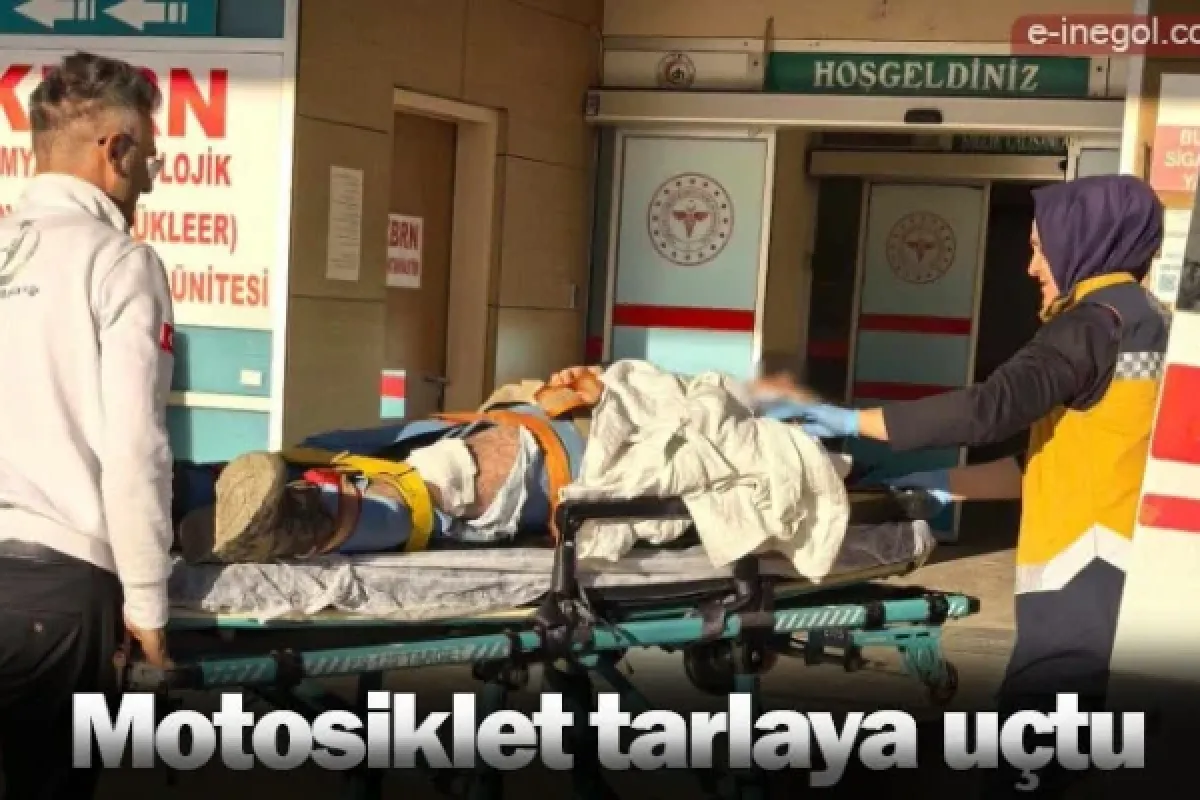 Motosiklet tarlaya uçtu