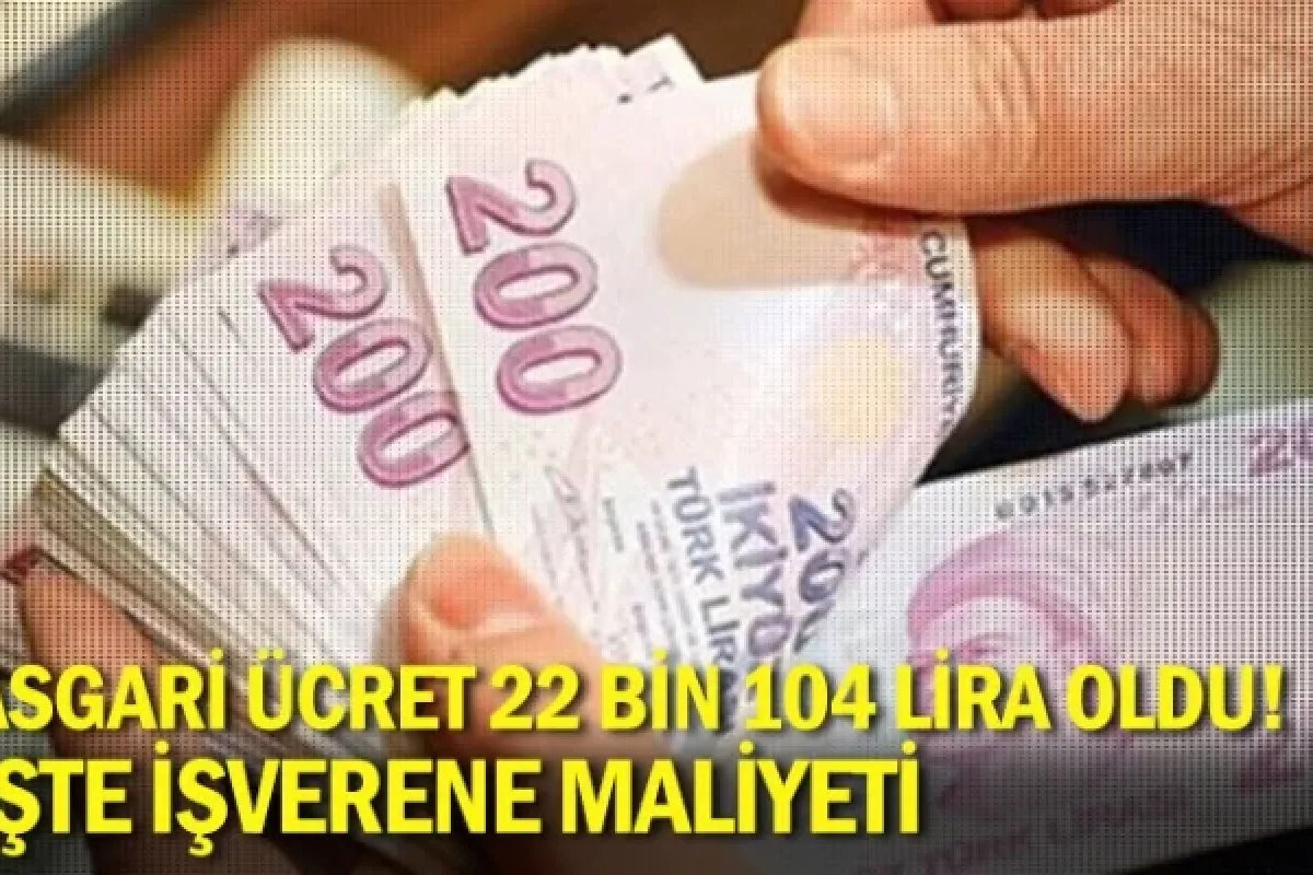 Asgari ücret 22 bin 104 lira oldu! İşte işverene maliyeti