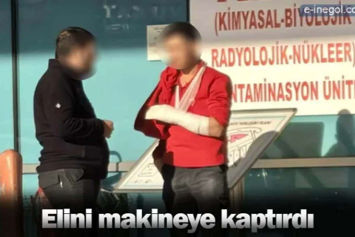 Elini makineye kaptırdı