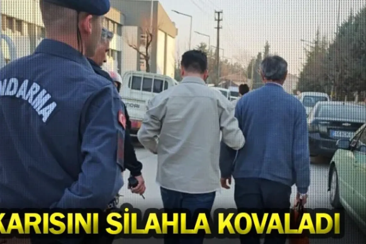 Karısını silahla kovaladı