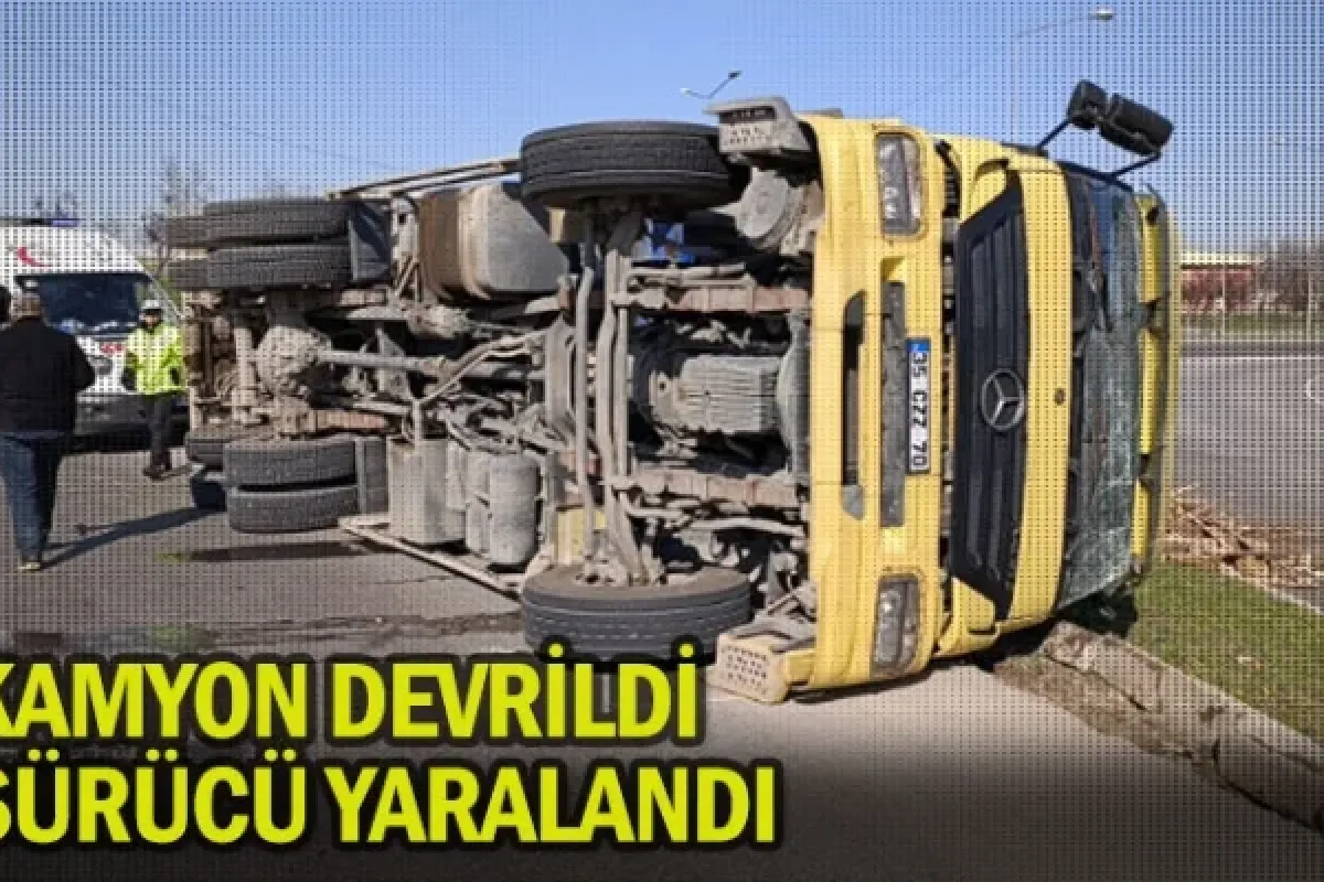 Kamyon devrildi, sürücü yaralandı