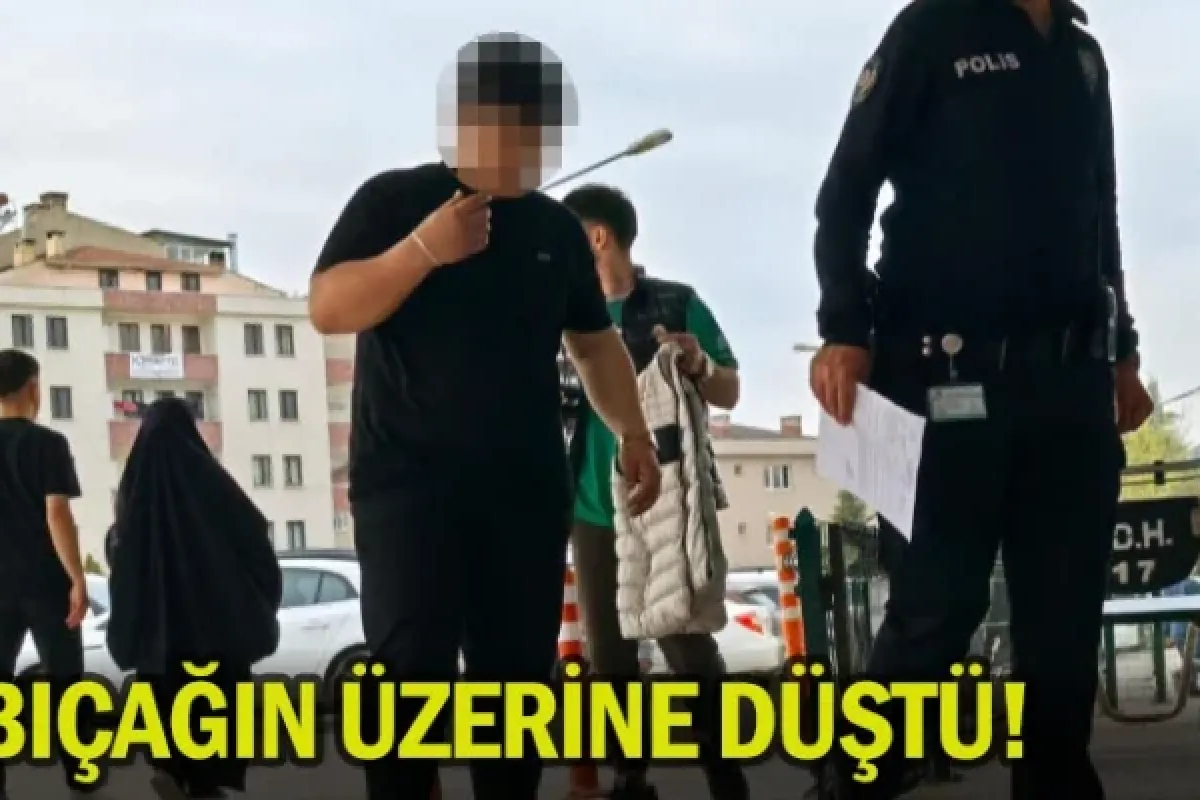 Bıçağın üzerine düştü!