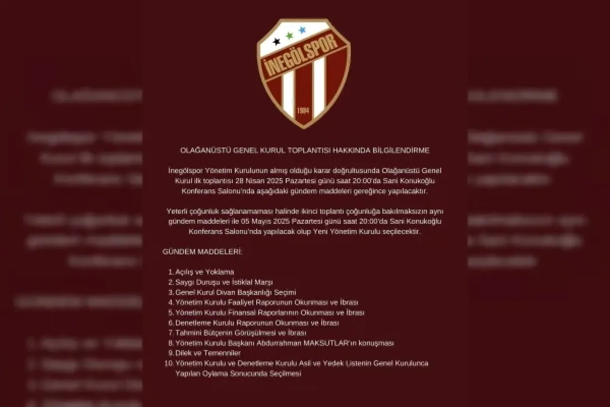 İnegölspor'da olağanüstü kongre kararı