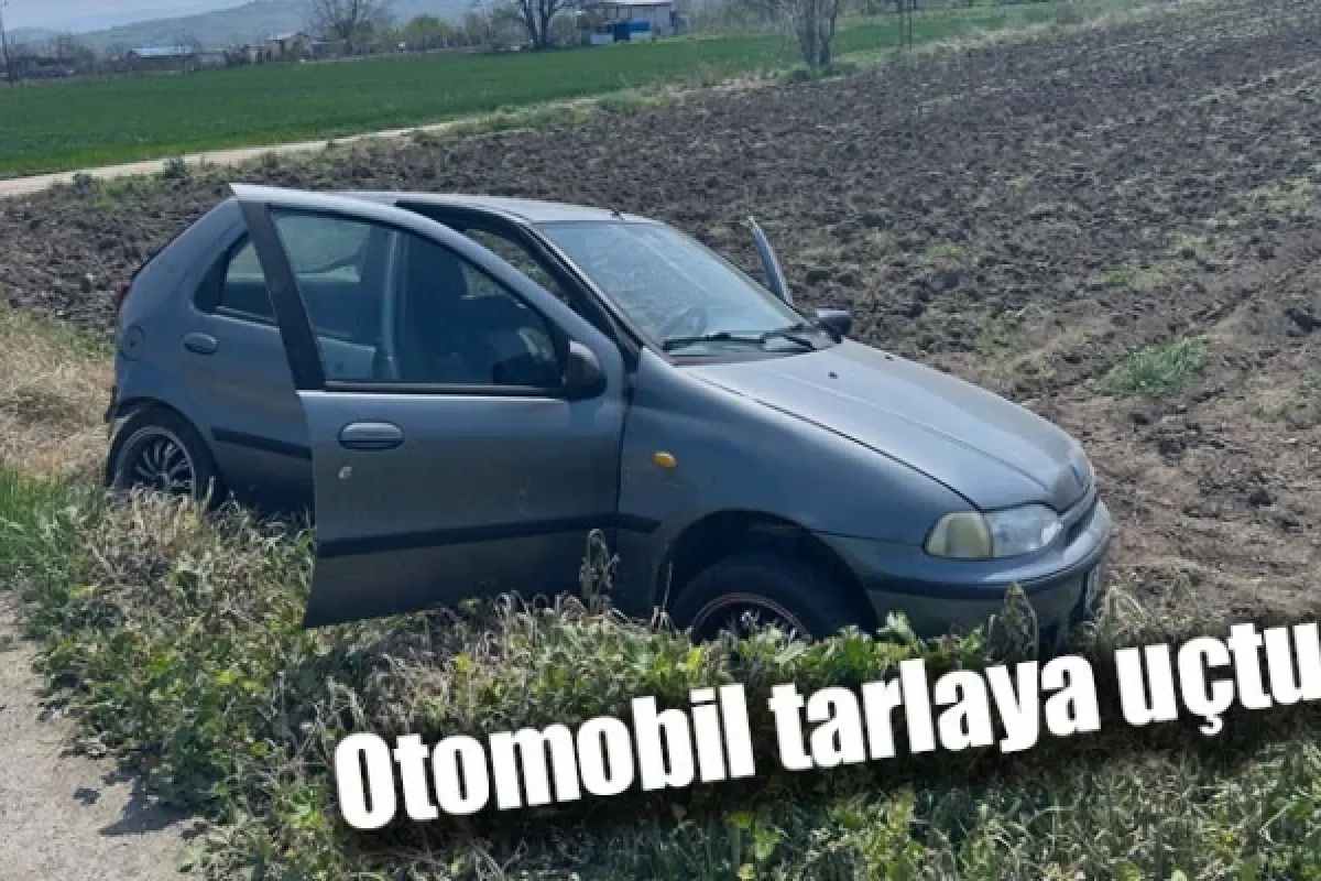 Otomobil tarlaya uçtu!