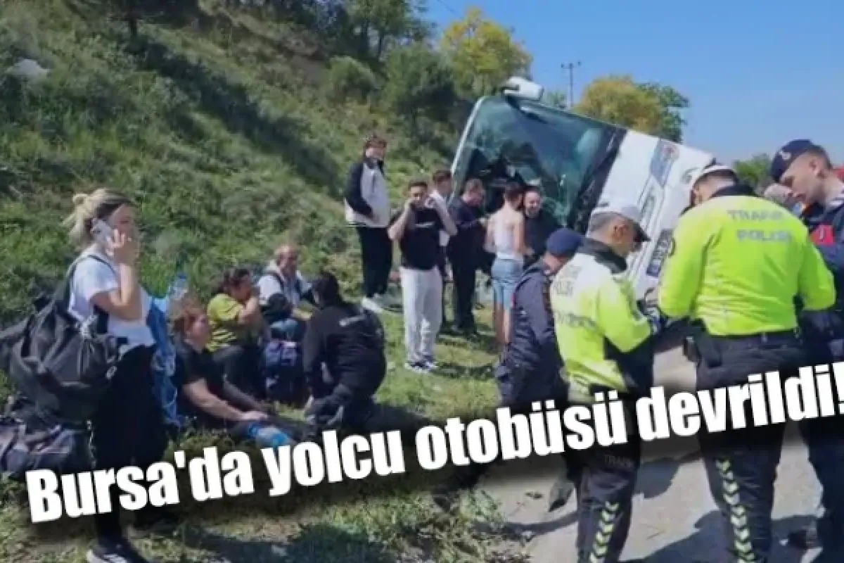 Bursa'da yolcu otobüsü devrildi!