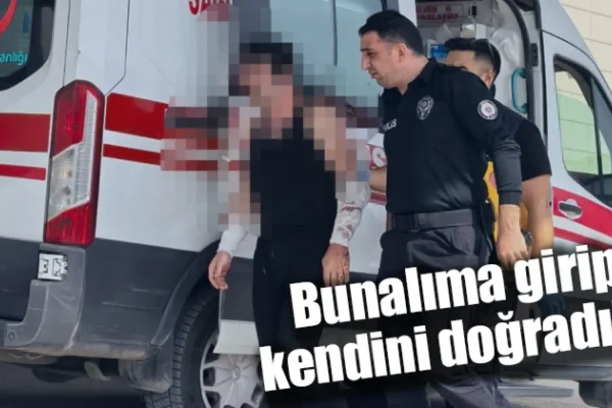 Bunalıma girip kendini doğradı!