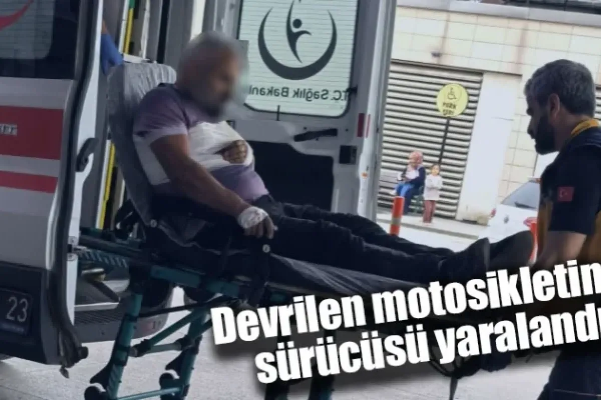 Devrilen motosikletin sürücüsü yaralandı