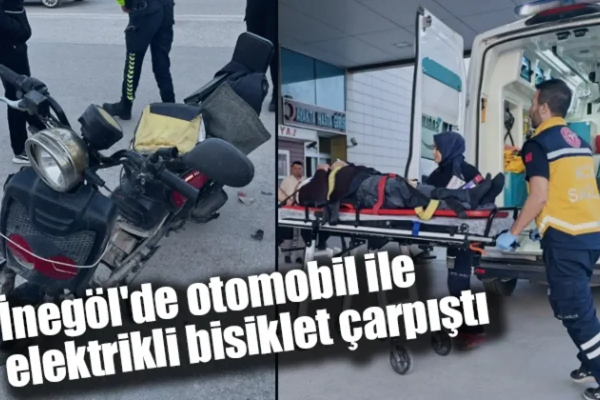 İnegöl'de otomobil ile elektrikli bisiklet çarpıştı