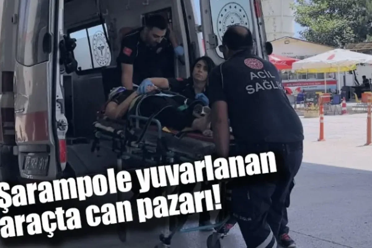 Şarampole yuvarlanan araçta can pazarı