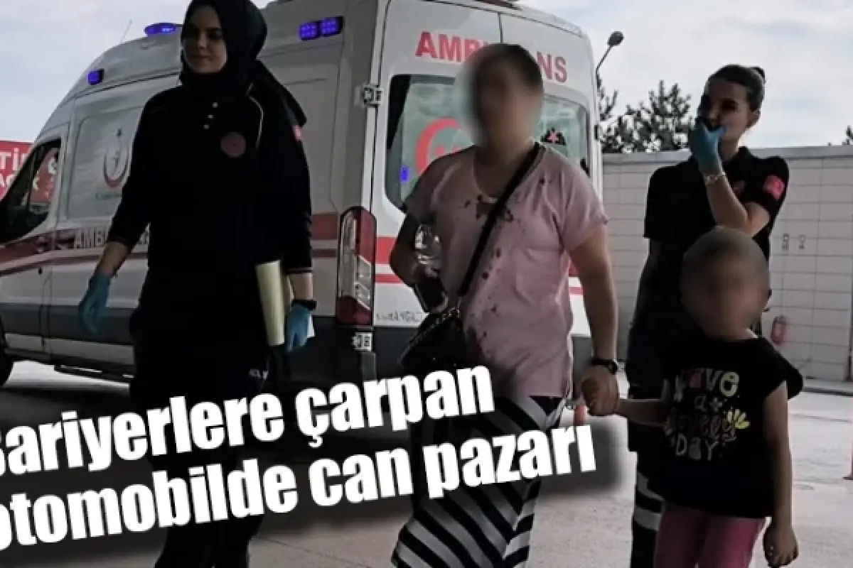 Bariyerlere çarpan otomobilde can pazarı
