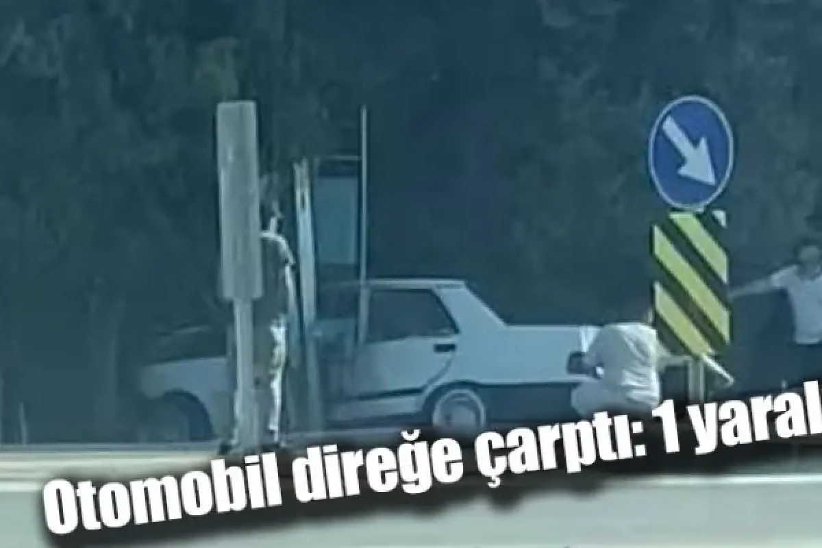 Otomobil direğe çarptı: 1 yaralı