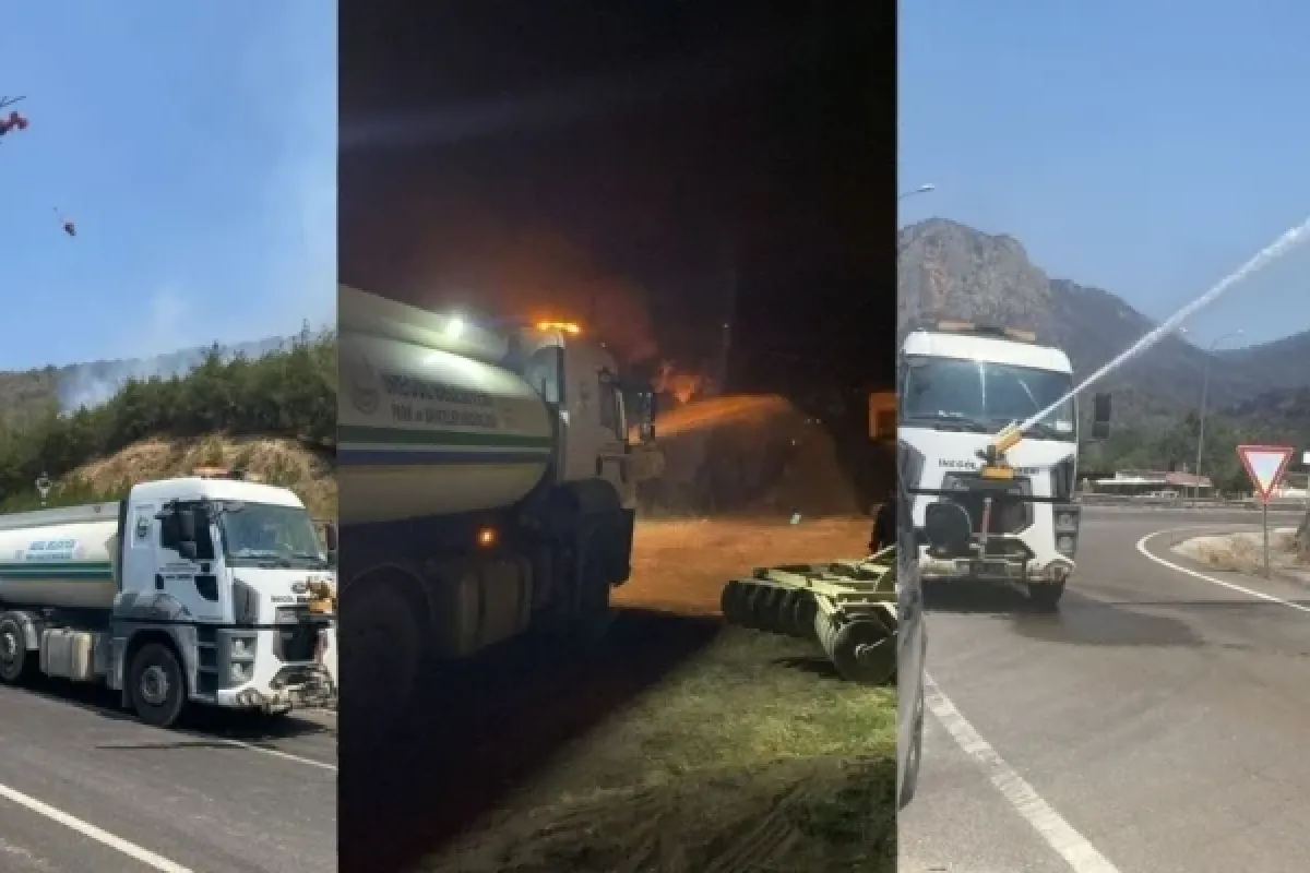 İnegöl Belediyesi'nden Yangın Bölgesindeki Söndürme Çalışmalarına Destek