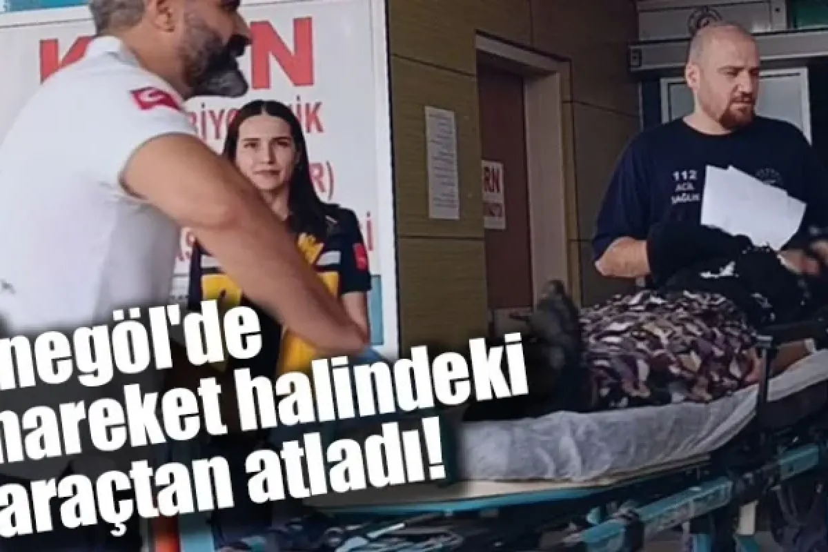 İnegöl'de hareket halindeki araçtan atladı!