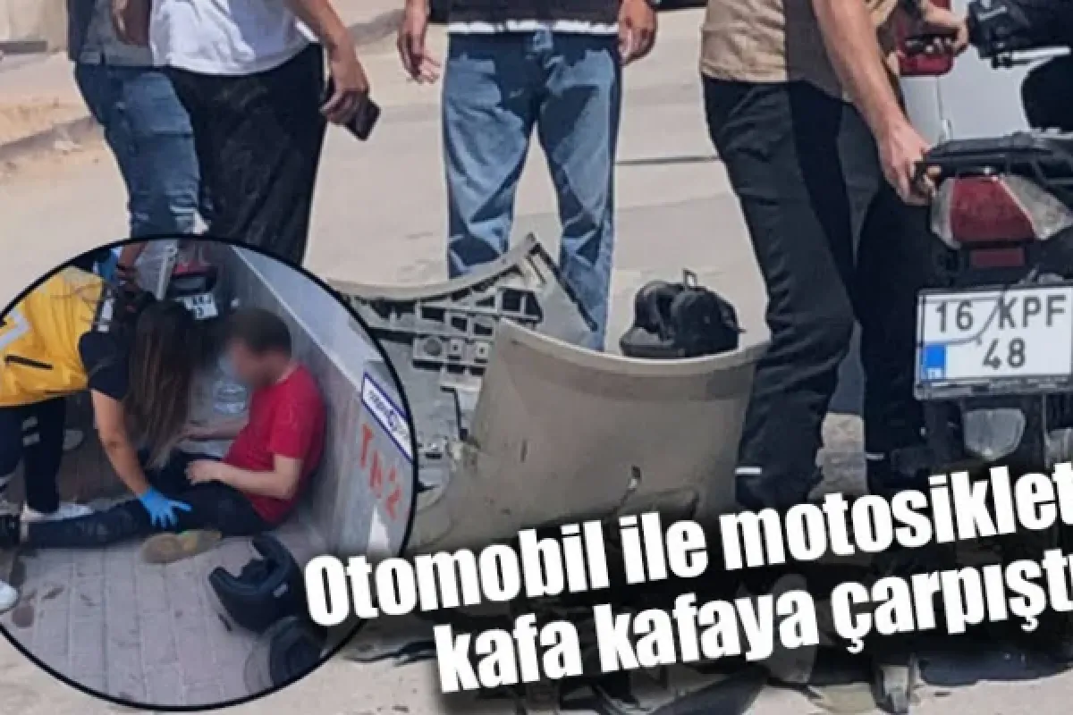 Otomobil ile motosiklet kafa kafaya çarpıştı