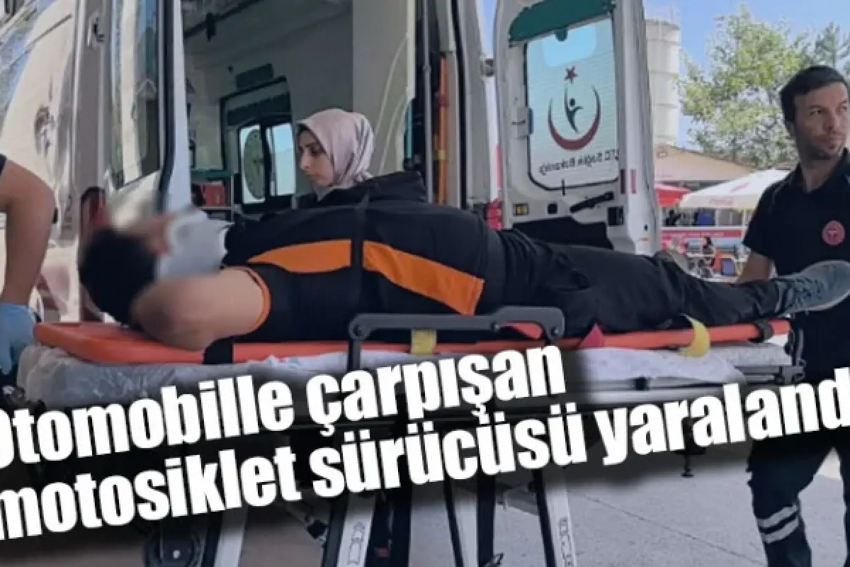 Otomobille çarpışan motosiklet sürücüsü yaralandı