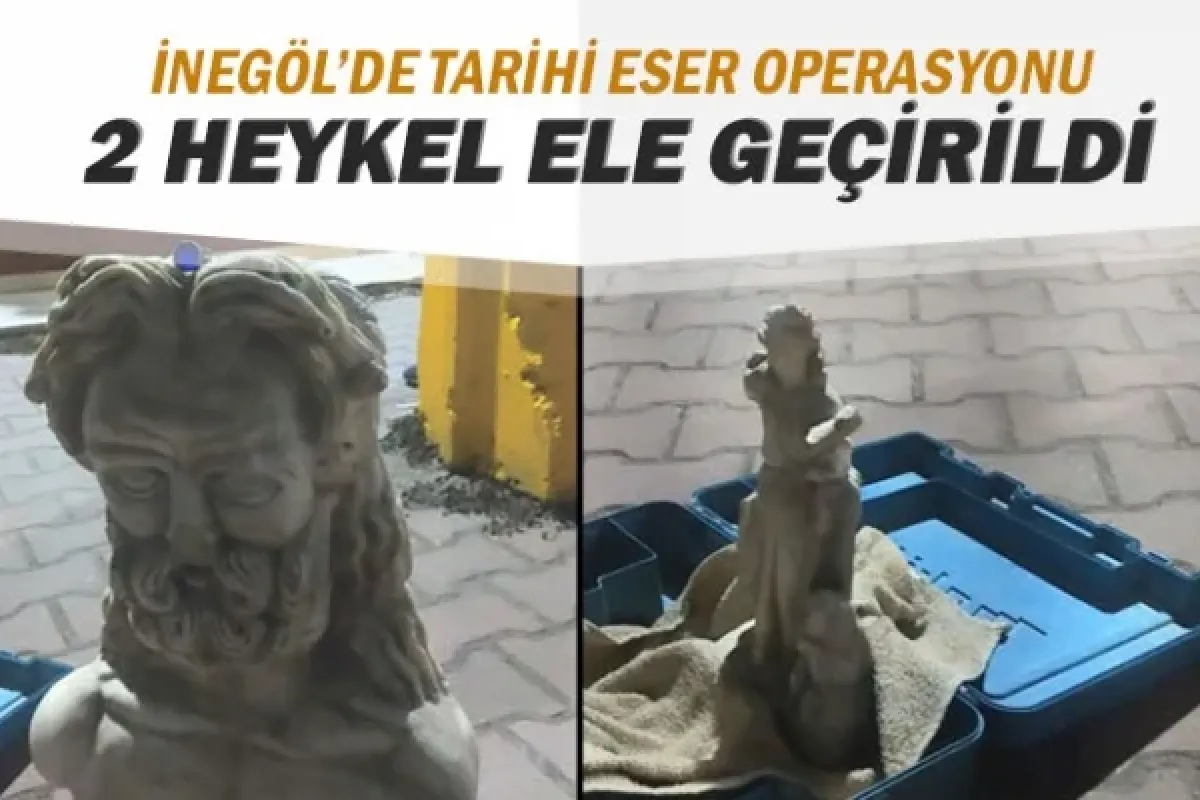 İnegöl'de tarihi eser operasyonu: 2 heykel ele geçirildi