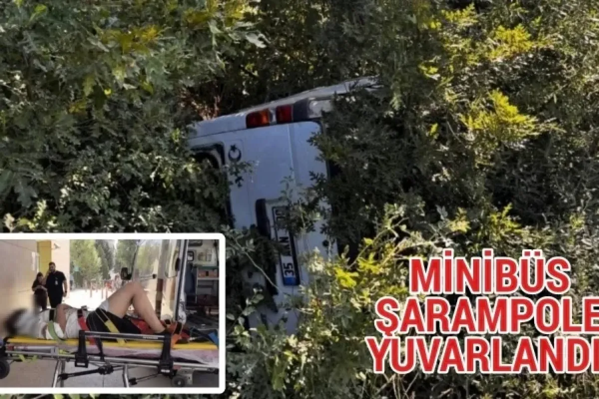 Minibüs şarampole yuvarlandı