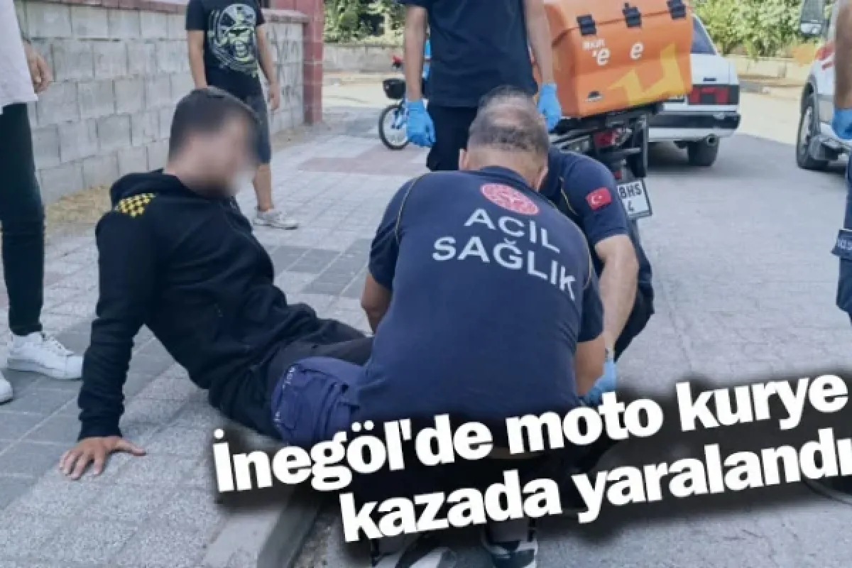 İnegöl'de moto kurye kazada yaralandı