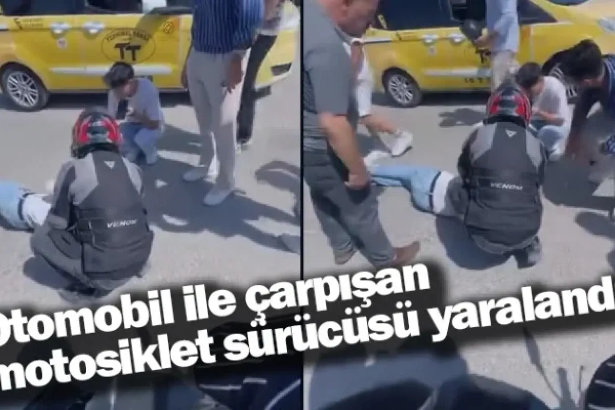 Otomobil ile çarpışan motosiklet sürücüsü yaralandı