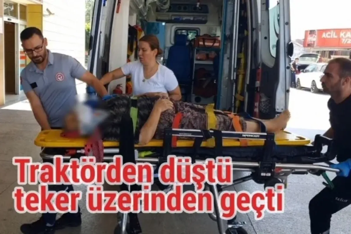 Traktörden düştü, teker üzerinden geçti