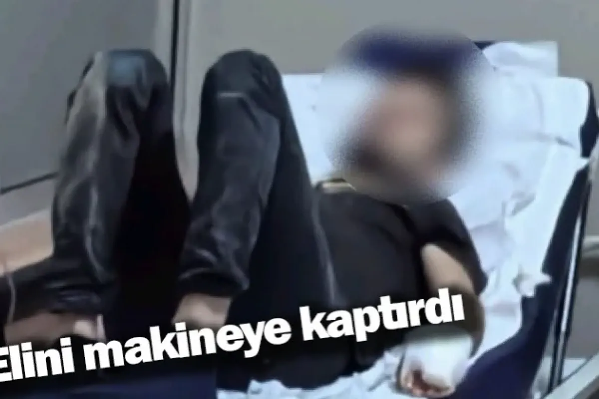 Elini makineye kaptırdı