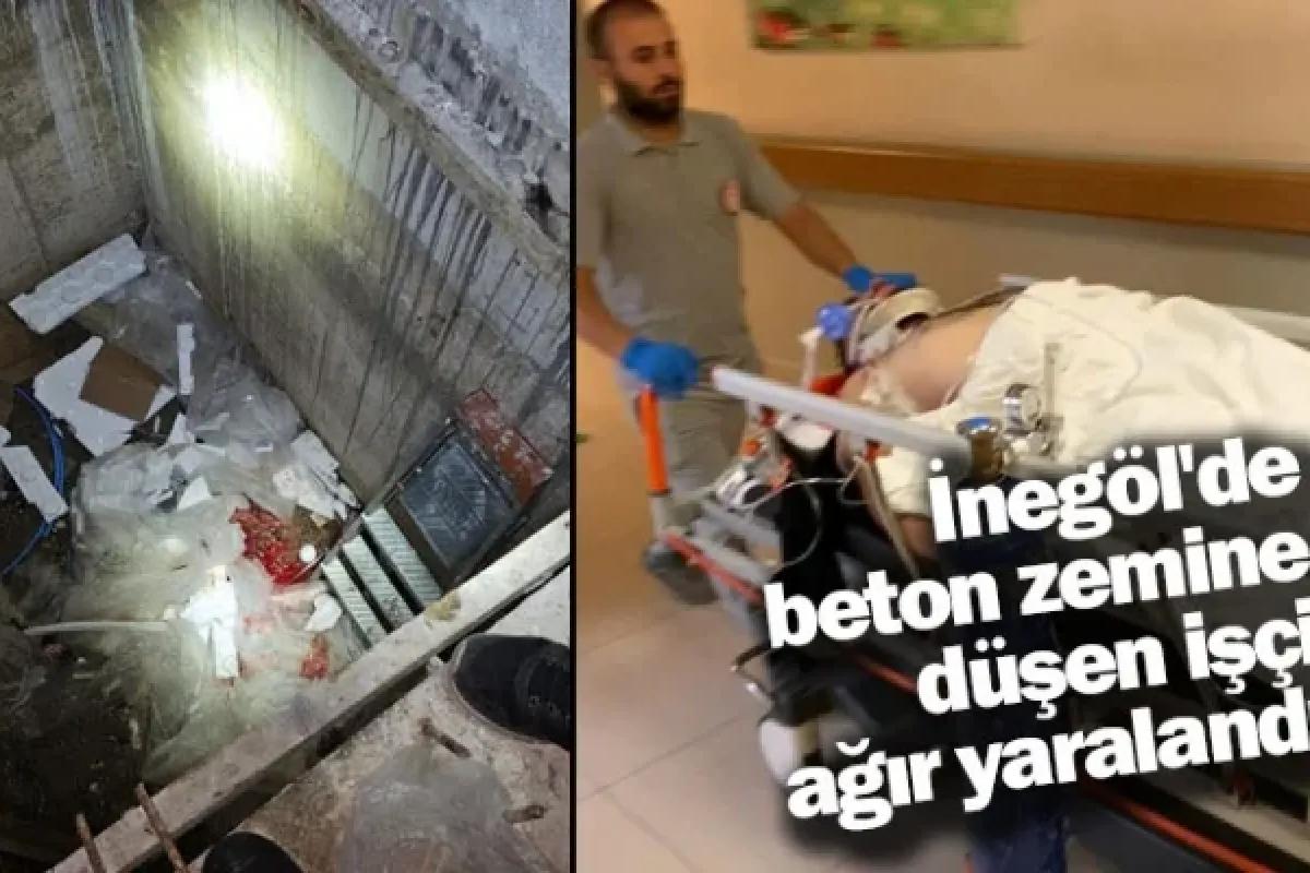 İnegöl'de beton zemine düşen işçi ağır yaralandı