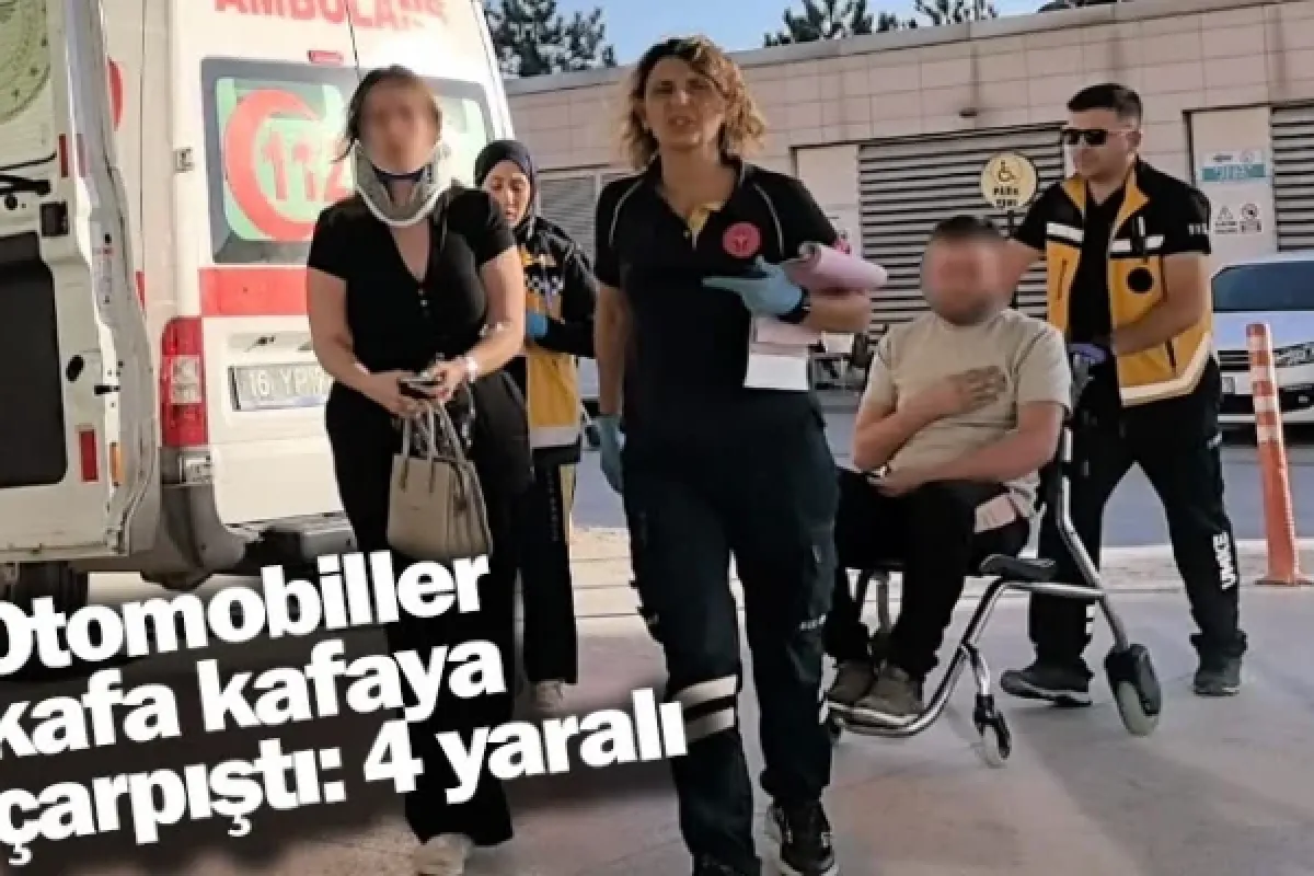 Otomobiller kafa kafaya çarpıştı: 4 yaralı