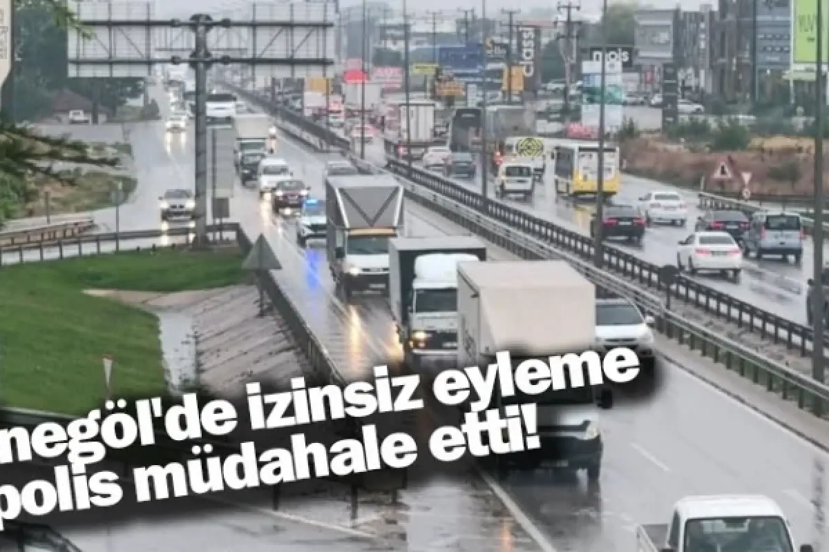İnegöl'de izinsiz eyleme polis müdahale etti