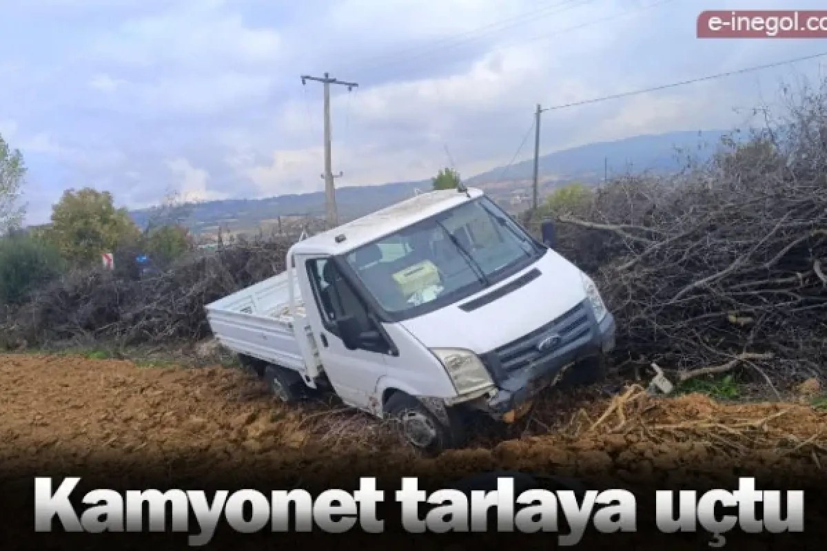 Kamyonet tarlaya uçtu
