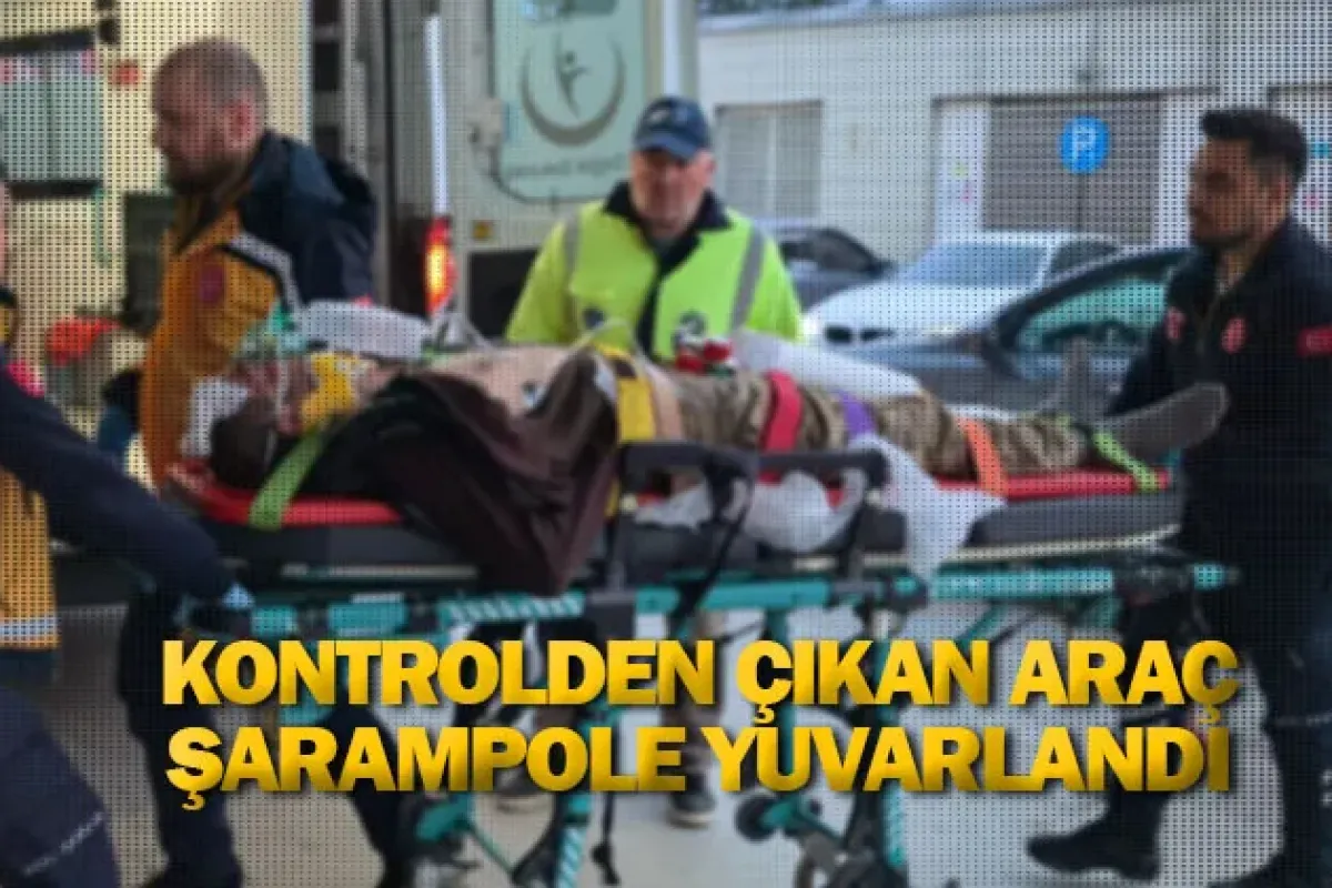 Kontrolden çıkan araç şarampole yuvarlandı
