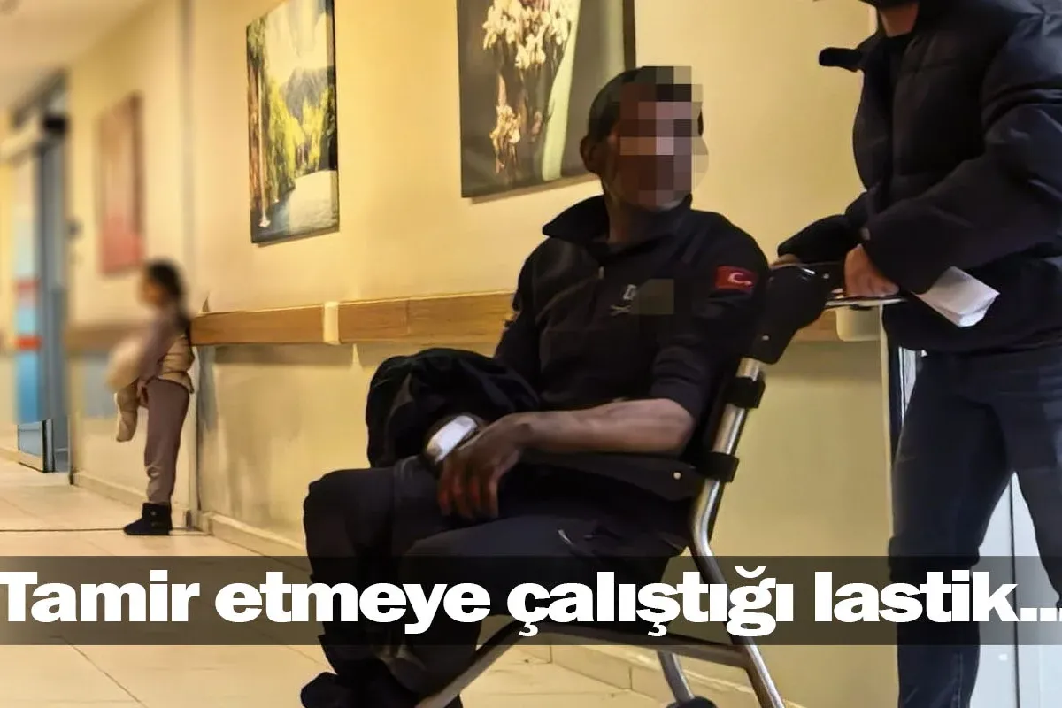Tamir etmeye çalıştığı lastik...