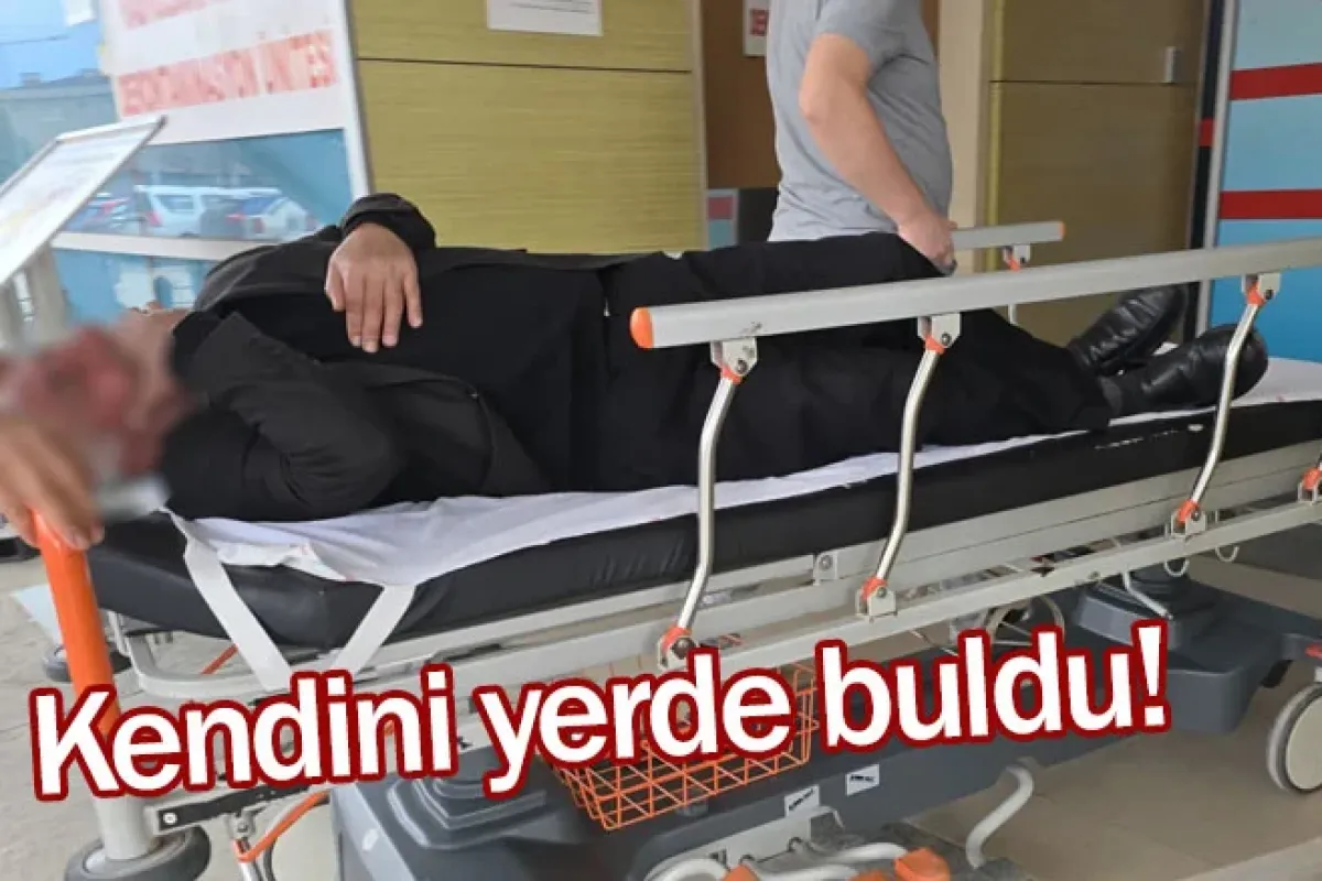 Kendini yerde buldu!