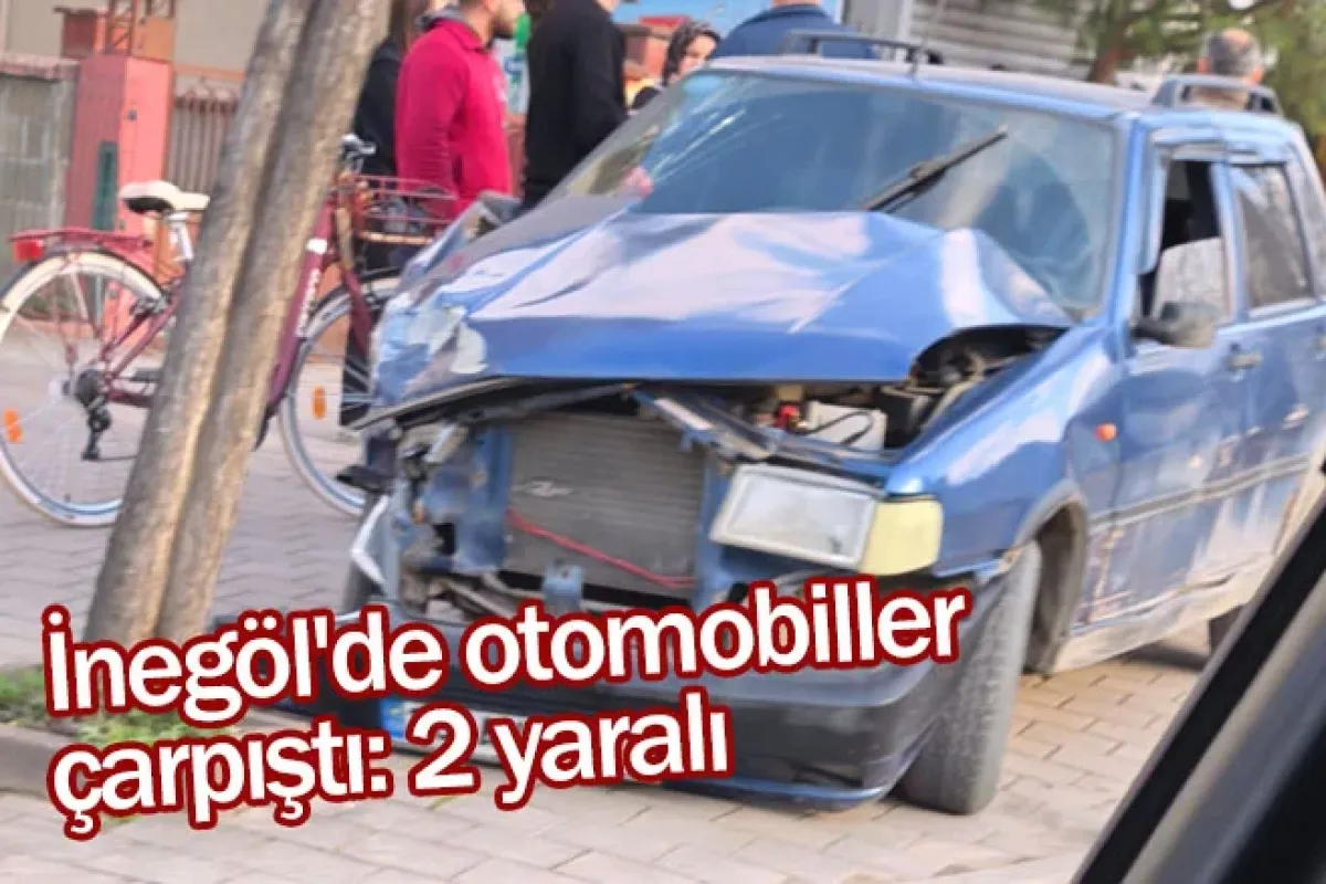 İnegöl'de otomobiller çarpıştı: 2 yaralı